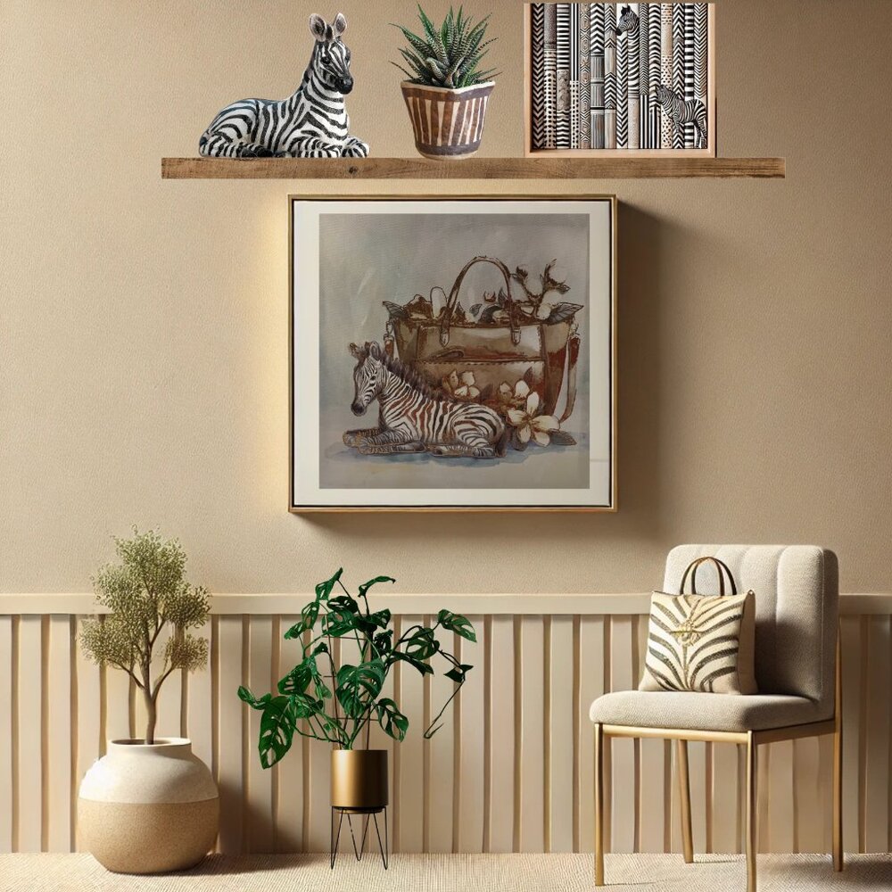 Zebra and Handbag Canvas Wall Art – 7"x7"
